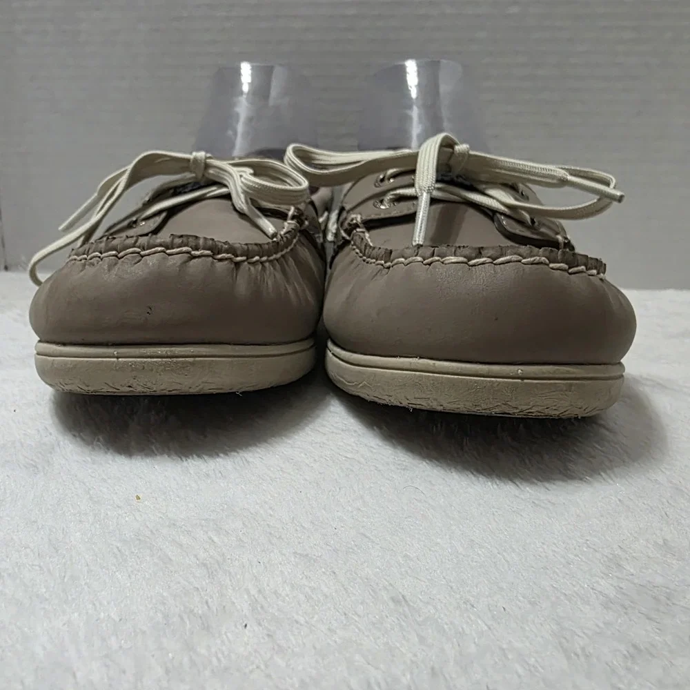 Sperry Top Sider Boat Shoes‎ Women 9.5 M Angelfish SlipOn Beige Leather STS94056